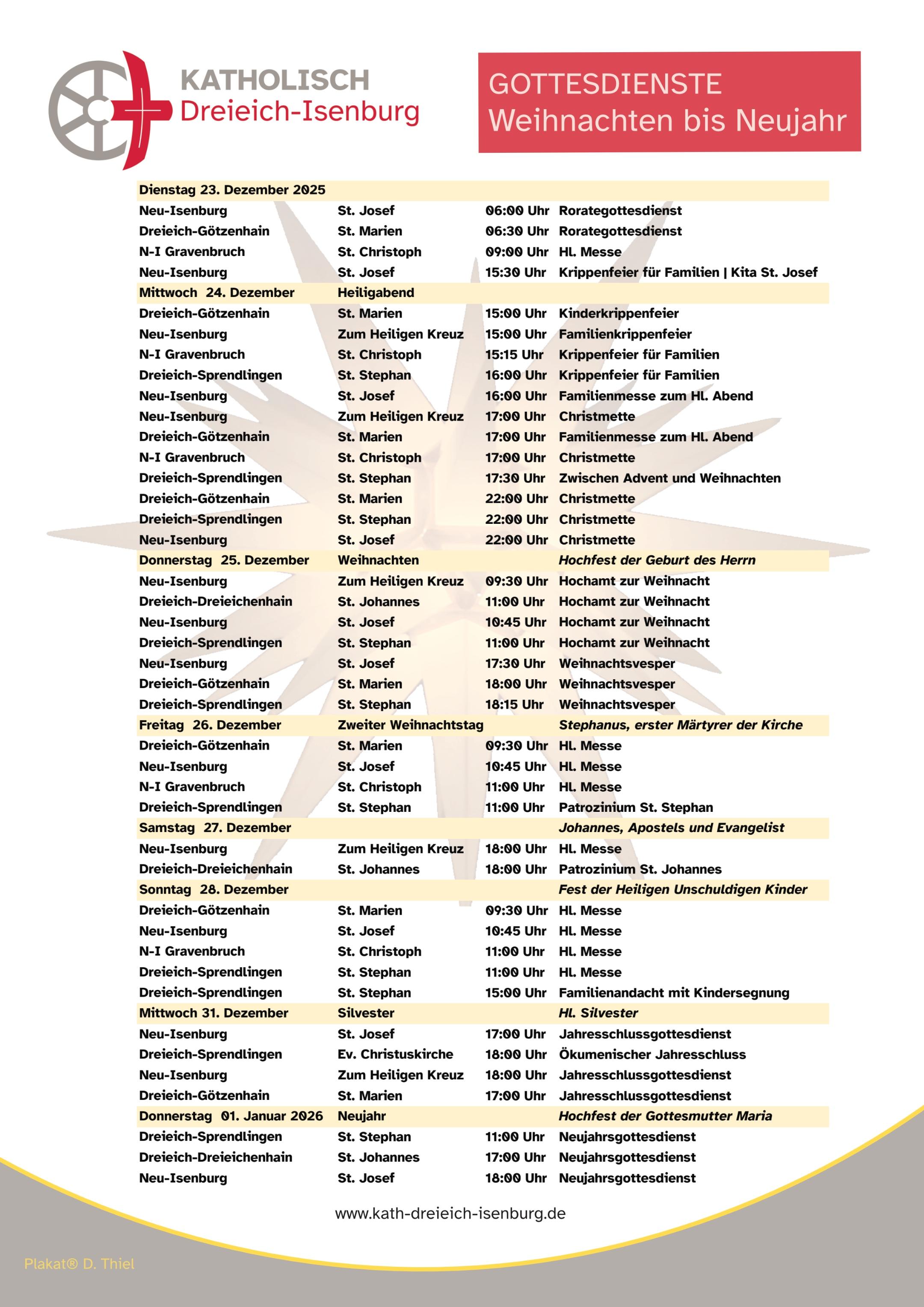 Weihnachten 2025 im Pastoralraum