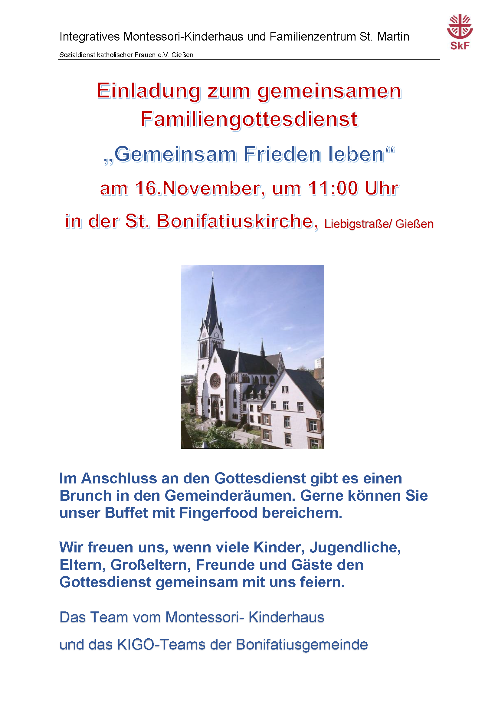 Einladung zum Familiengottesdienst 16.11.2025 (c) Pastoralraum Gießen-Stadt Einladung zum Familiengottesdienst 16.11.2025