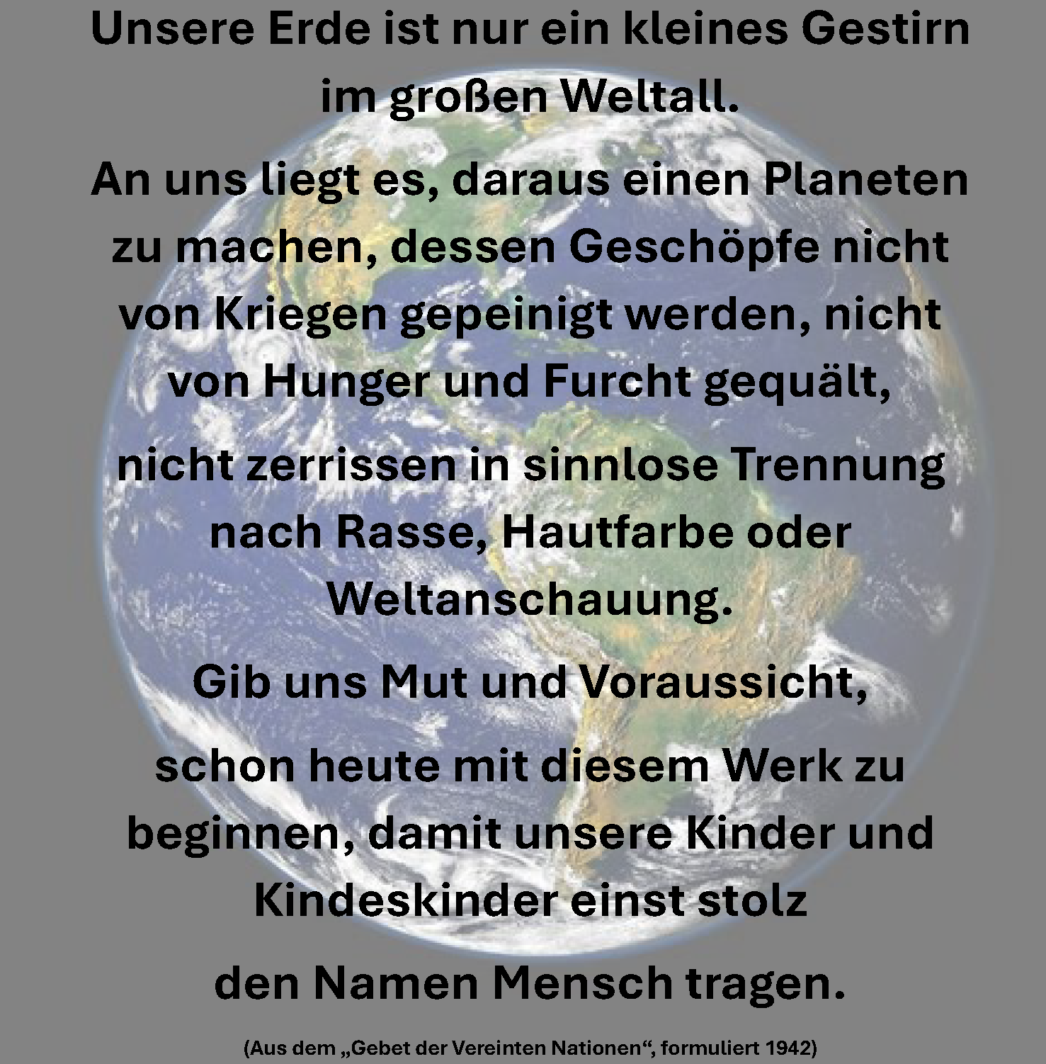 Unsere Erde ist nur ein kleines Gestirn im großen Weltall