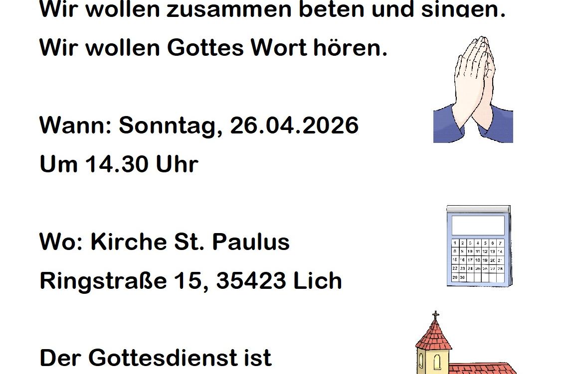 Gottesdienst für alle am 26. April 2026