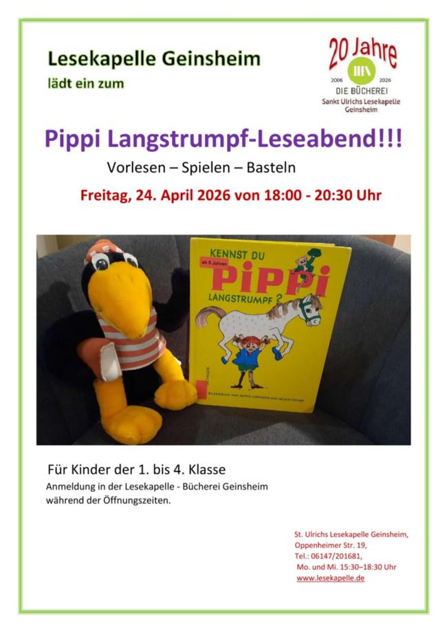 2026_Leseabend-Pippi Langstrumpf 2026-Plakat-1