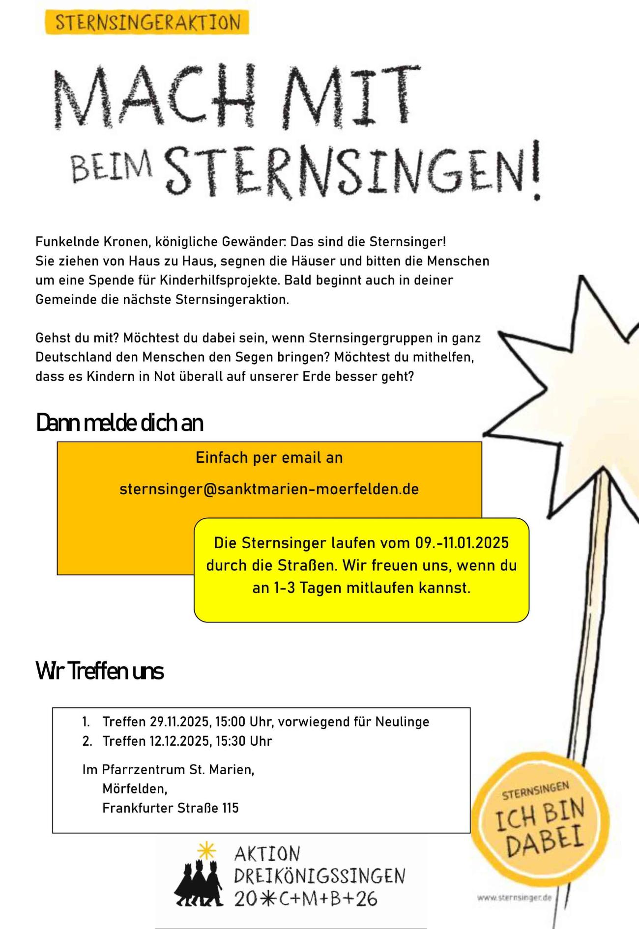 Anschreiben Sternsinger Mörfelden (c) Doris Stossberg Anschreiben Sternsinger Mörfelden