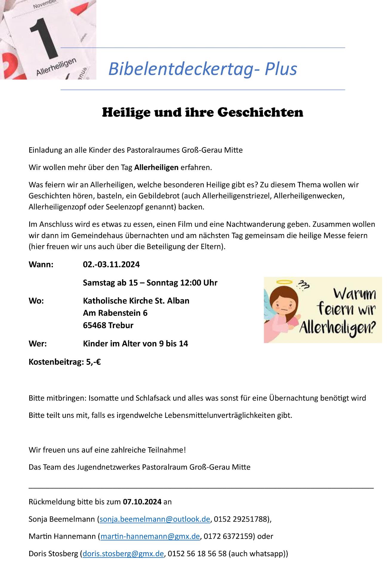 Einladung Bibelentdeckertag Plus Heilige Nov 24 (c) Doris Stosberg Einladung Bibelentdeckertag Plus Heilige Nov 24
