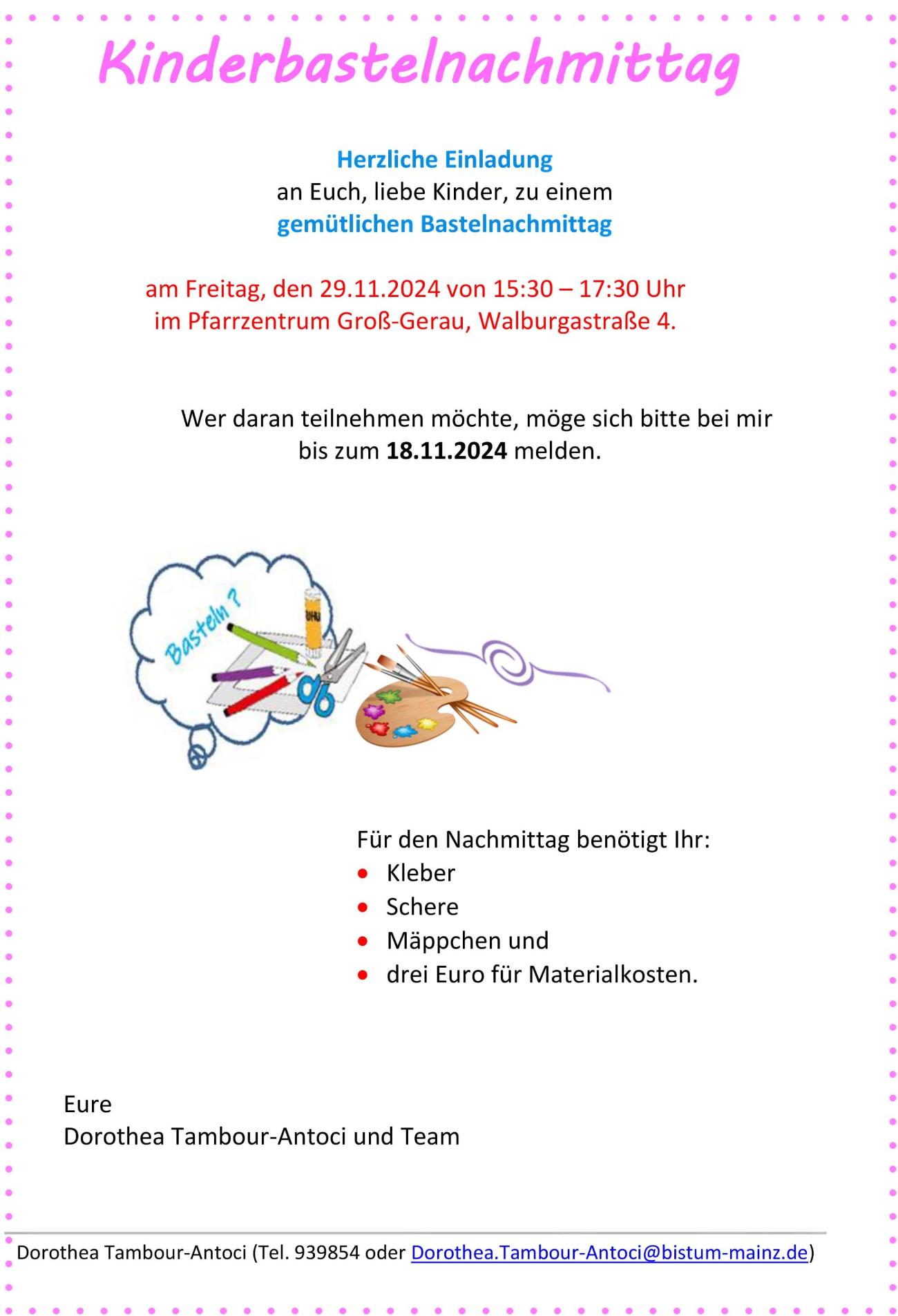 Einladung Kinderbastelnachmittag 11-2024