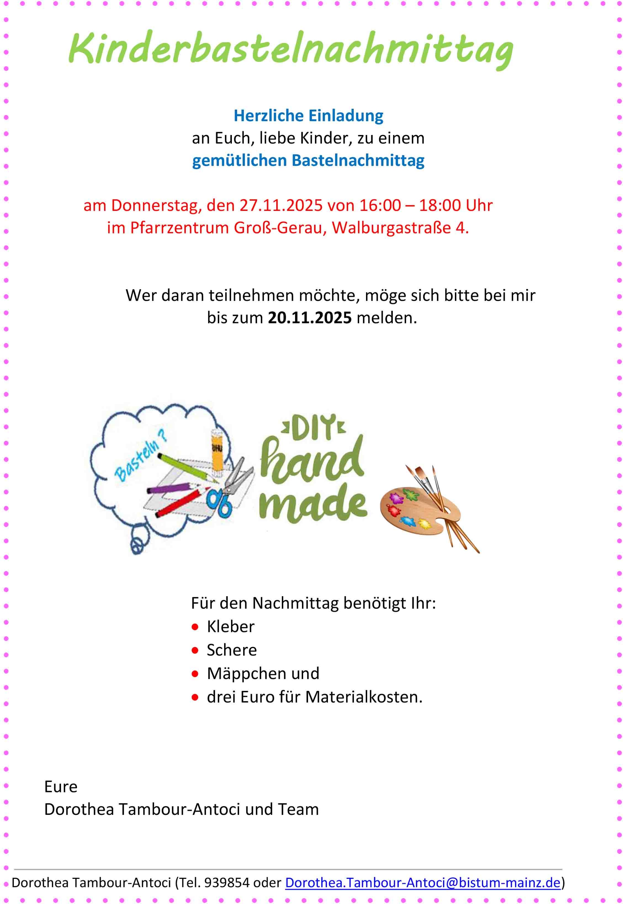 Einladung Kinderbastelnachmittag 11-2025
