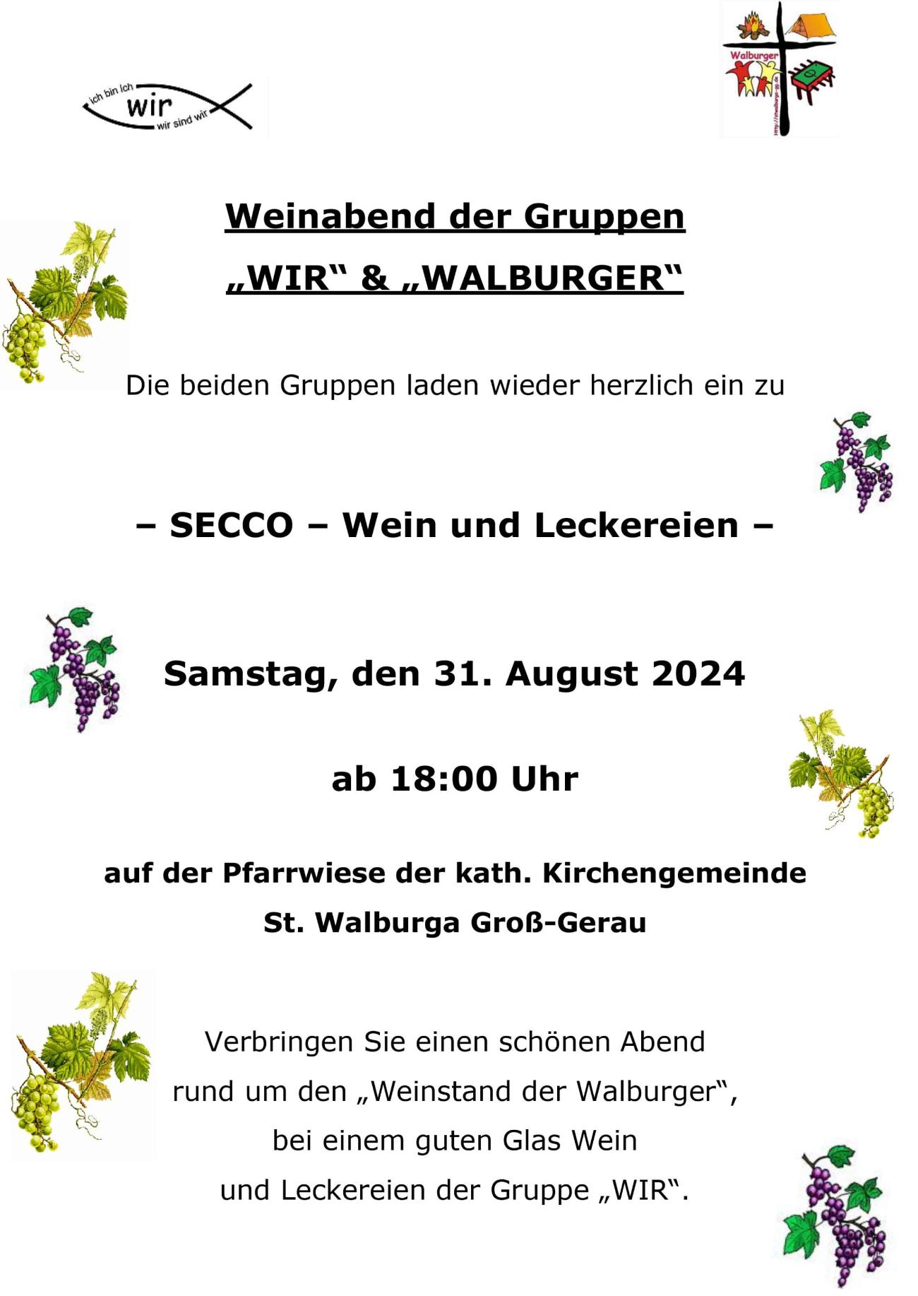 Einladung Weinabend 20240831 für Newsletter Pastoralraum