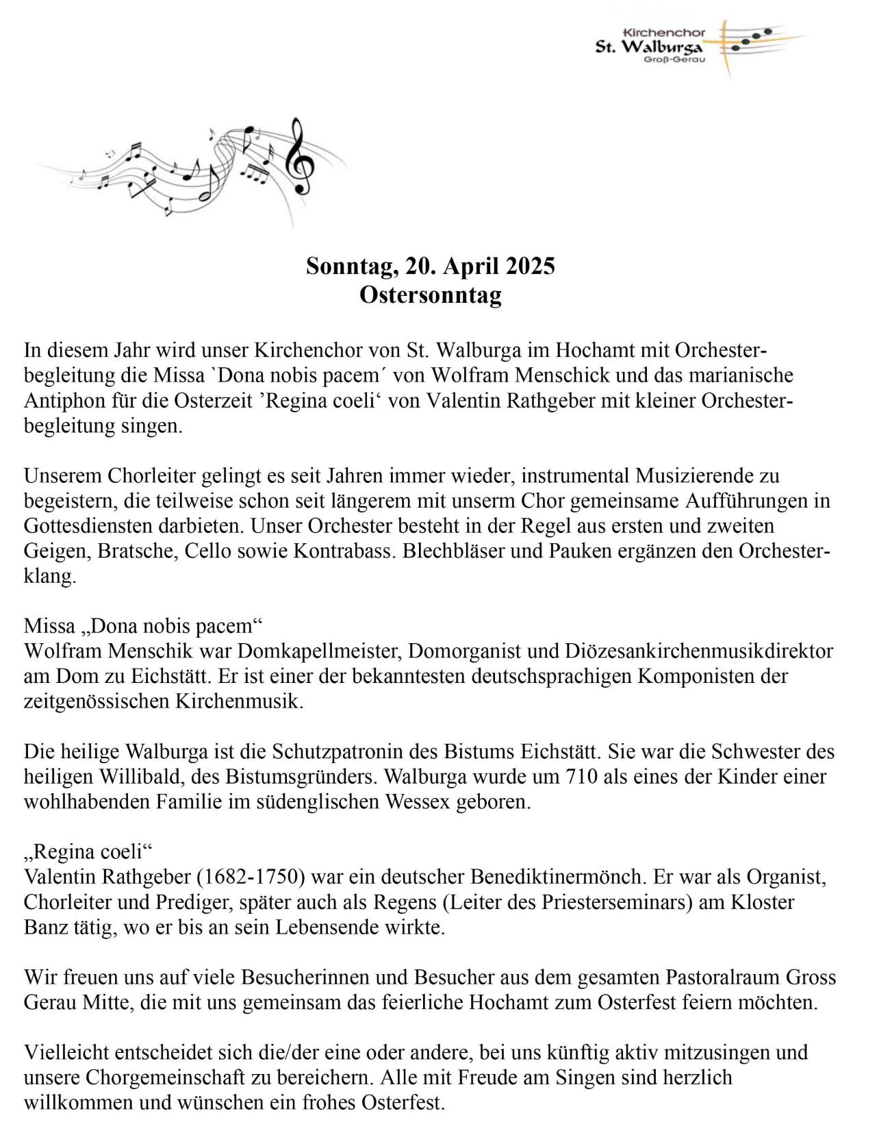 Ostersonntag 20.04.2025- Kirchenchor Groß-Gerau