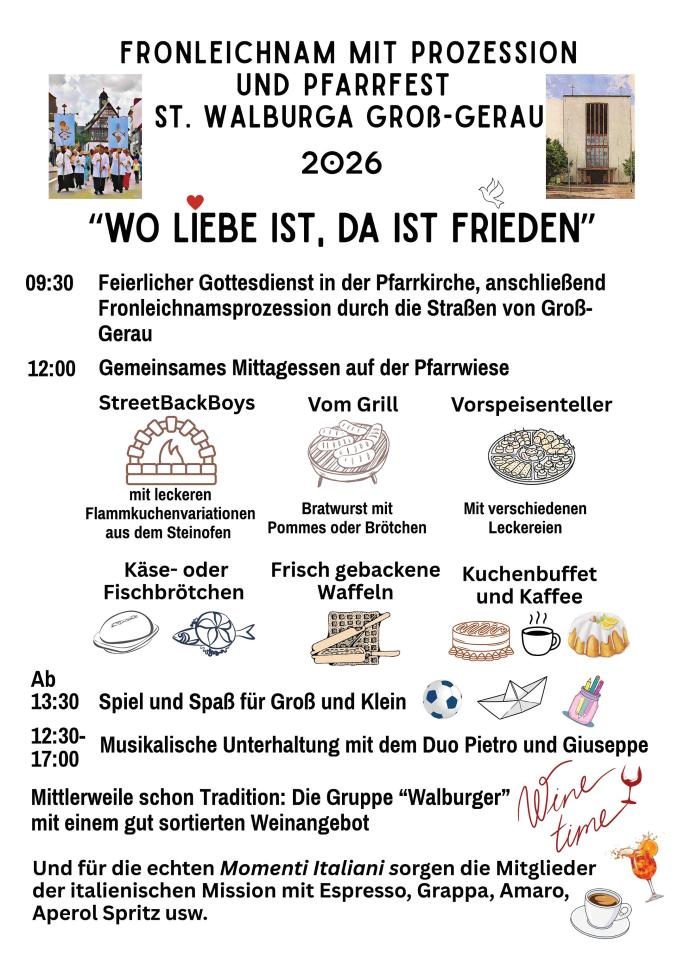 Plakat Fronleichnam und Pfarrfest 2026
