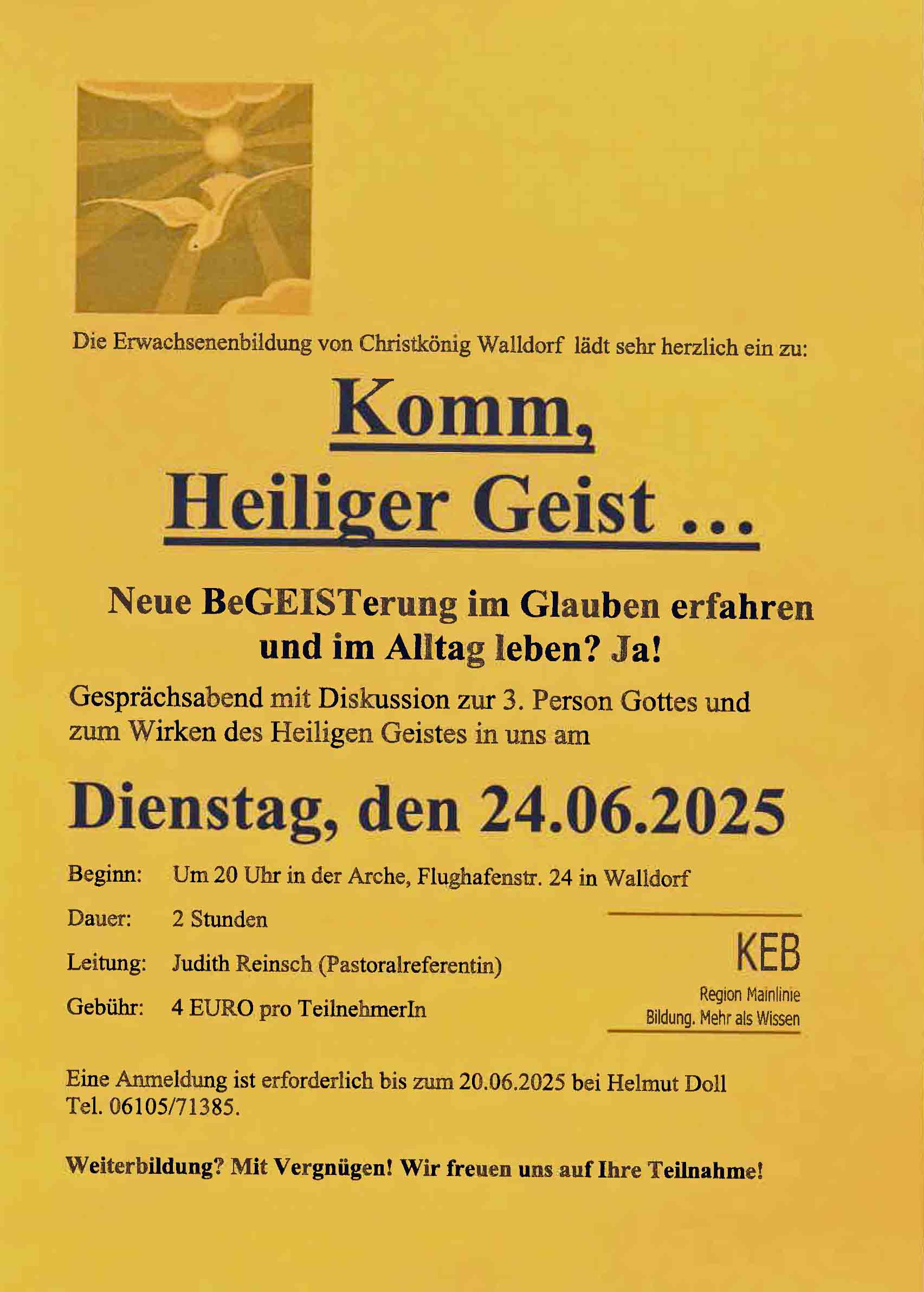 Plakat Komm Heiliger Geist Gesprächsabend mit Diskussion