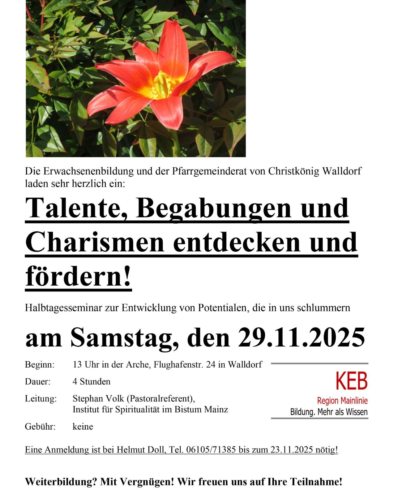 Talente und Begabungen fördern 11_2025_plak (c) Helmut Doll / KEB Walldorf Talente und Begabungen fördern 11_2025_plak