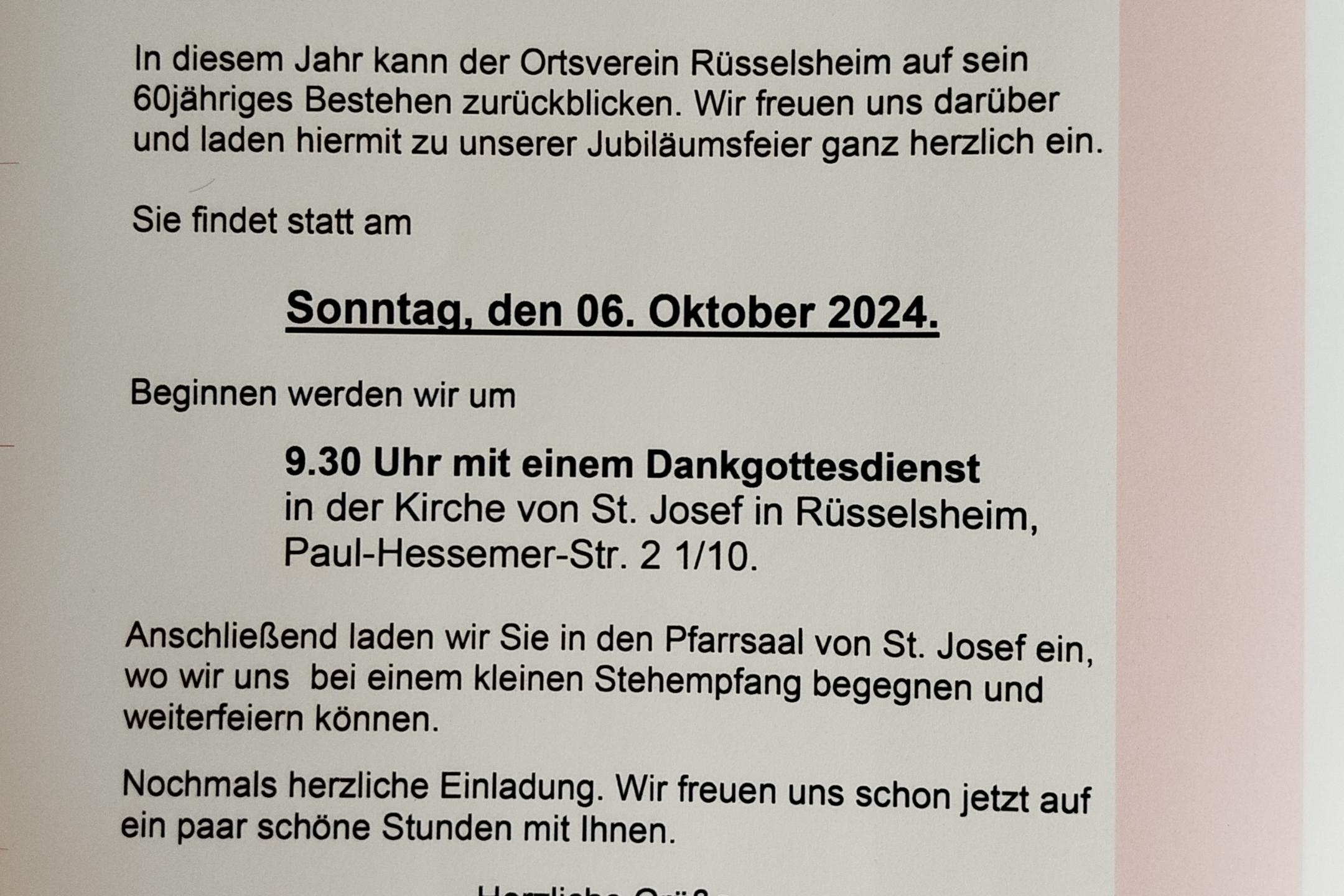 60 Jahre KAB Ortsverein Rüsselsheim