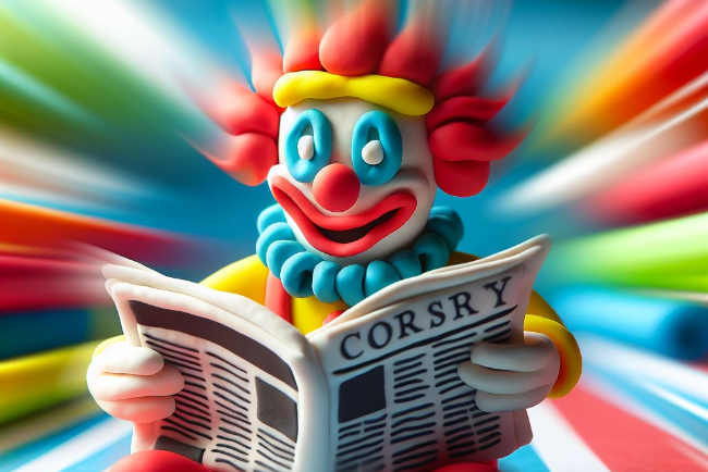 Clown mit Zeitung