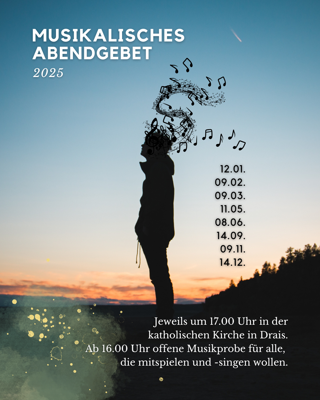 17.00 Uhr katholische Kirche, Drais: Musikalisches Abendgebet