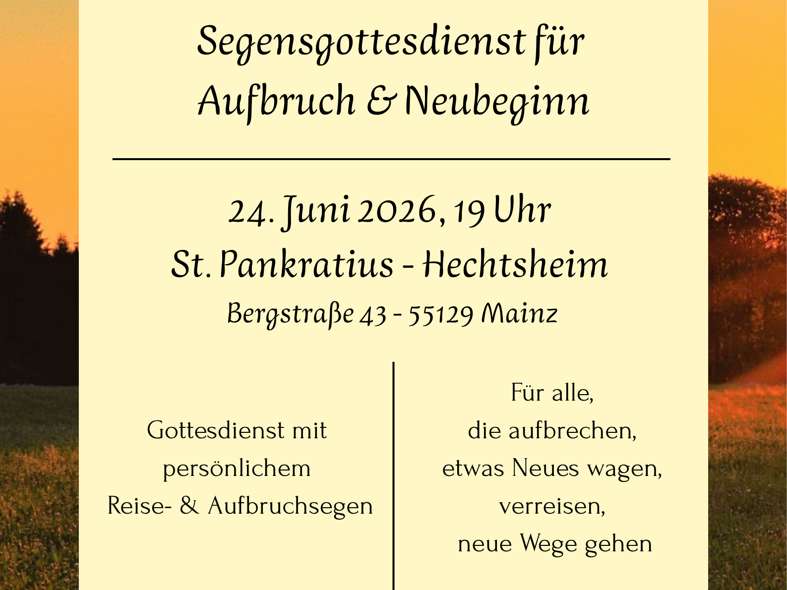 Segensgottesdienst Aufbruch und Neubeginn