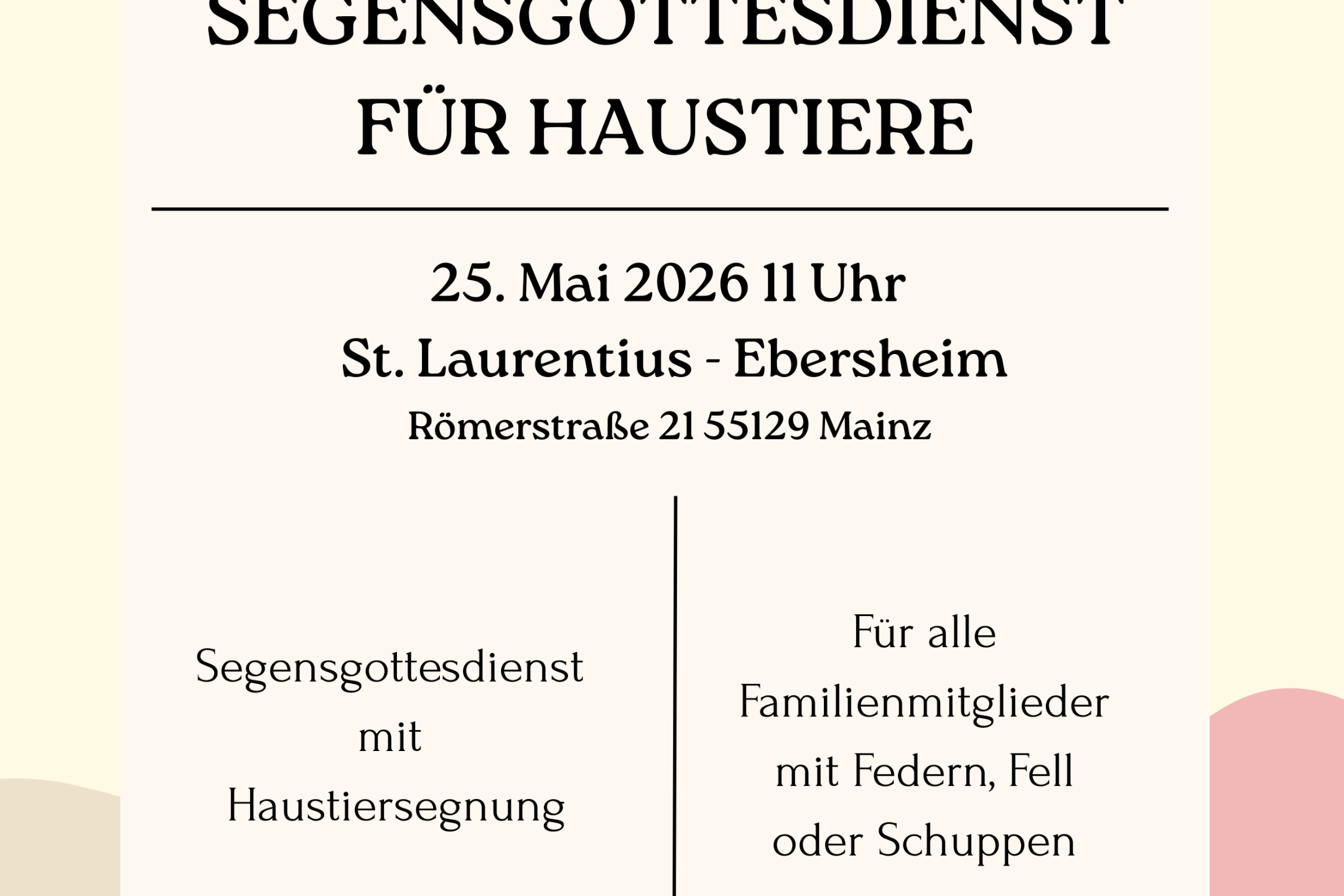 Segensgottesdienst für Haustiere