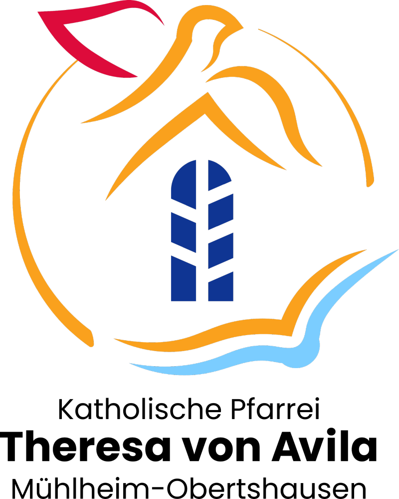 Logo Pfarrei Hl. Theresa Taube Haus offenes Buch in einem Kreis (c) Pfarrei Hl. Theresa von Avila, Mühlheim-Obertshausen Logo Pfarrei Hl. Theresa Taube Haus offenes Buch in einem Kreis