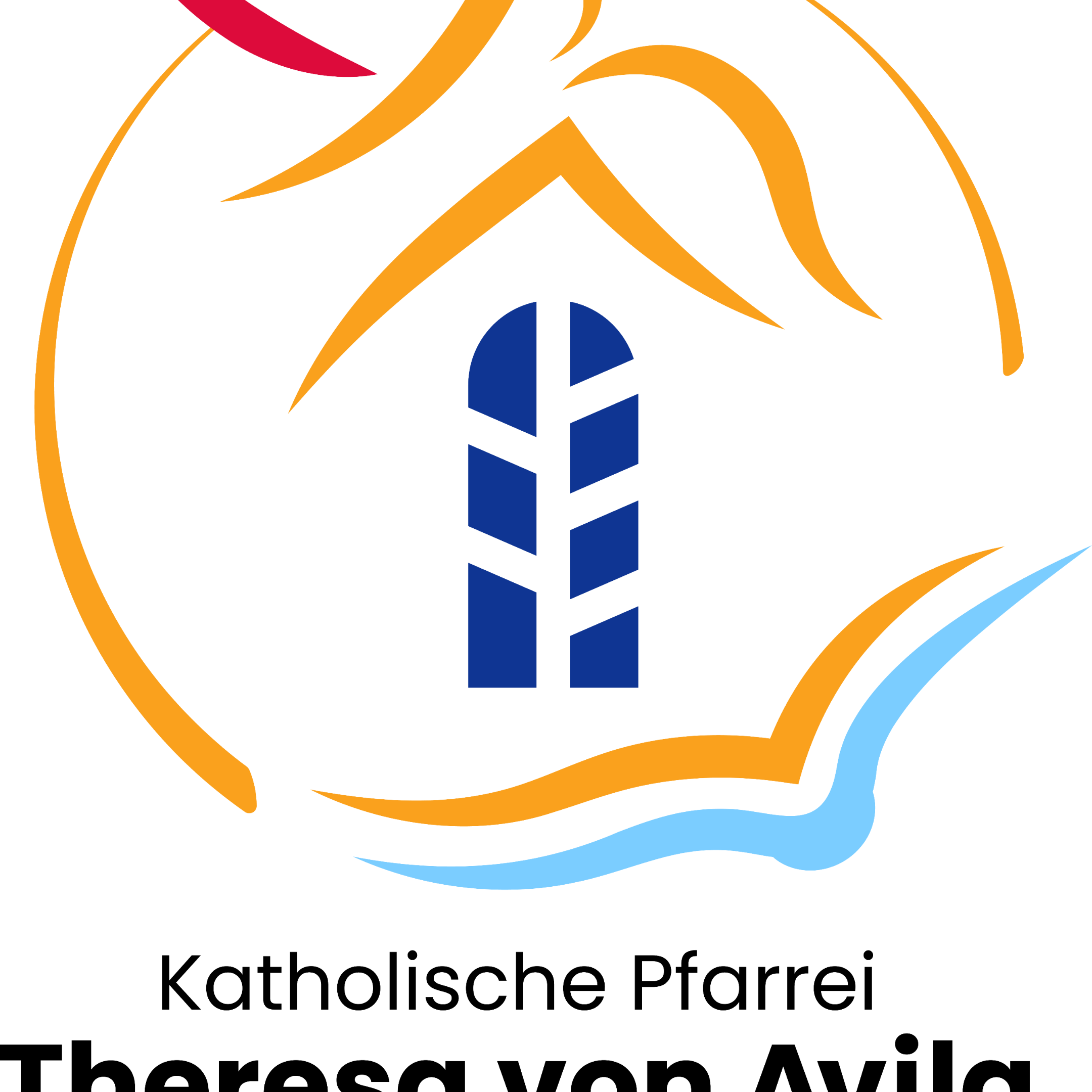 Logo Pfarrei Hl. Theresa Taube Haus offenes Buch in einem Kreis