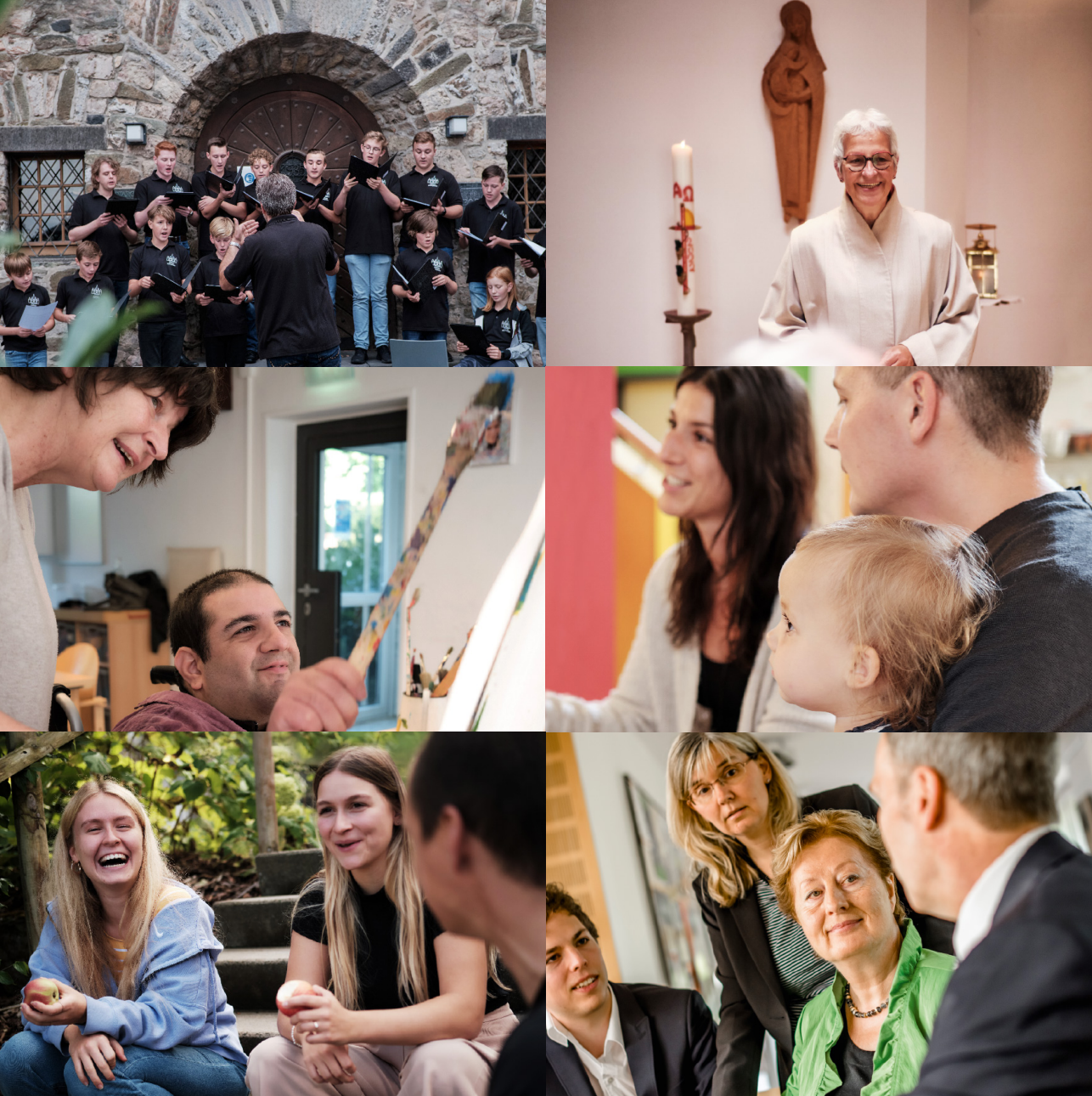 Collage mit Menschen bei typischen Gemeindeaktivitäten
