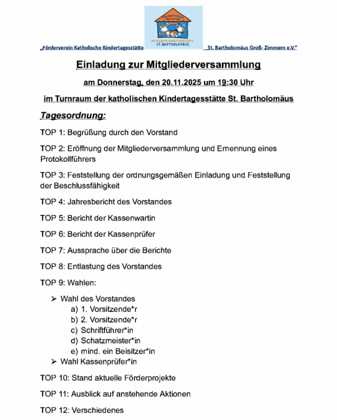 Einladung zur Mitgliederversammlung 22.11.25
