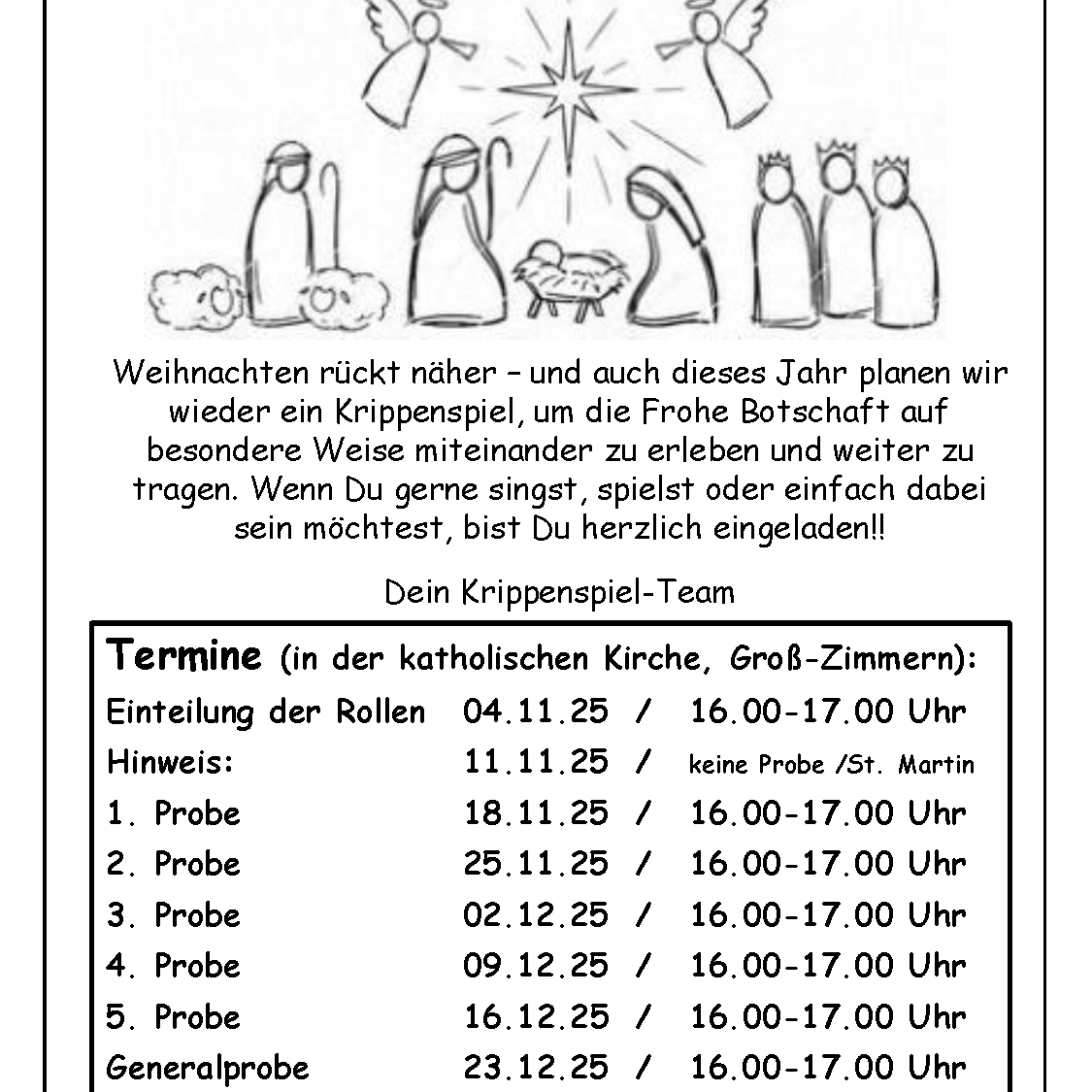 Krippenspiel Plakat 2025