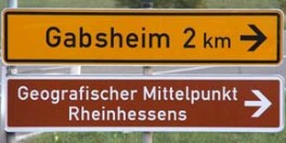 Hinweisschild zum Mittelpunkt Rheinhessens