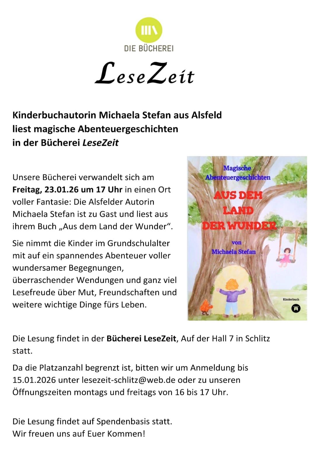 Autorenlesung Bücherei Schlitz 'Lesezeit'