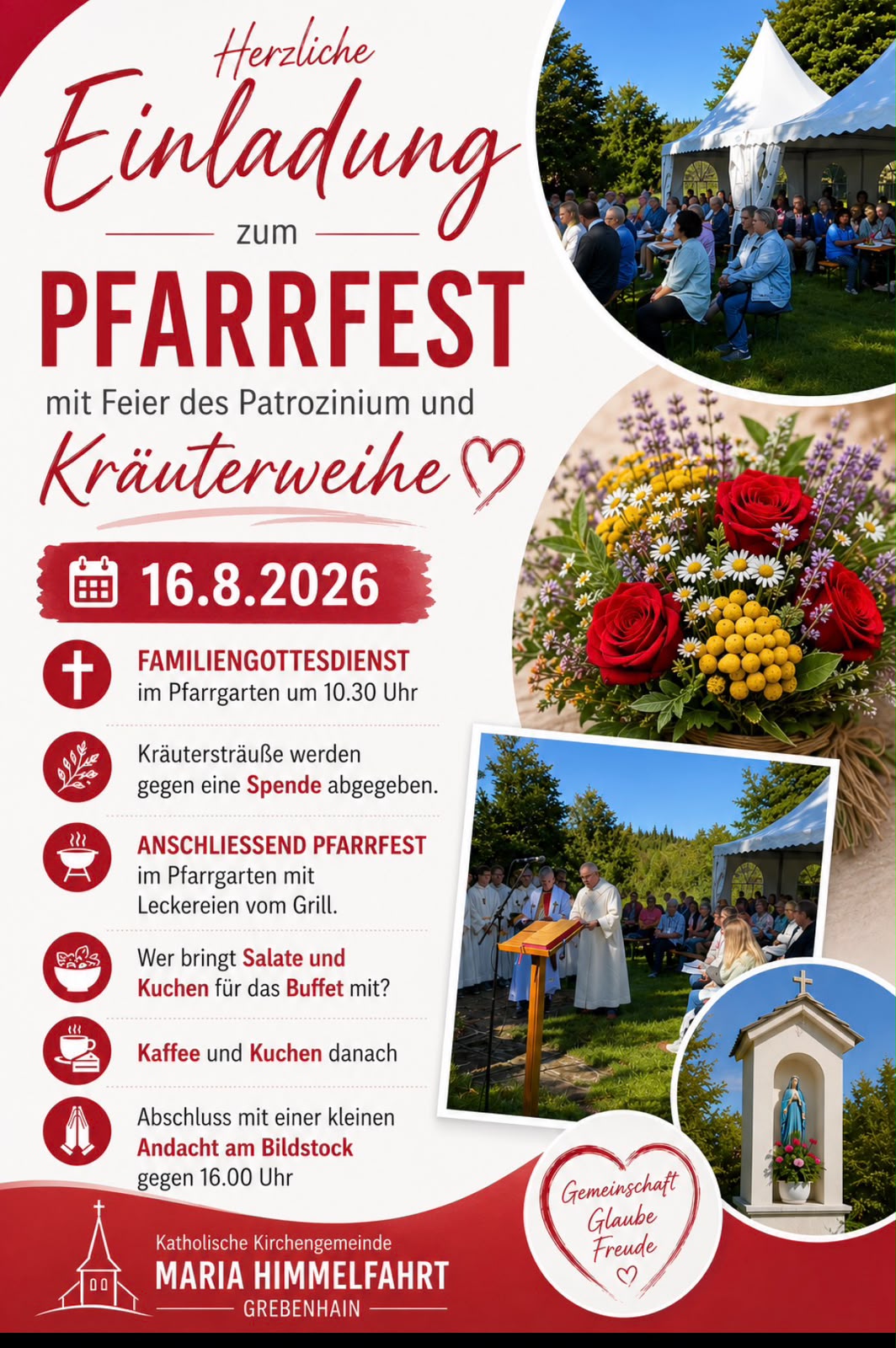 Einladung zum Pfarrfest und Patrozinium in Grebenhain
