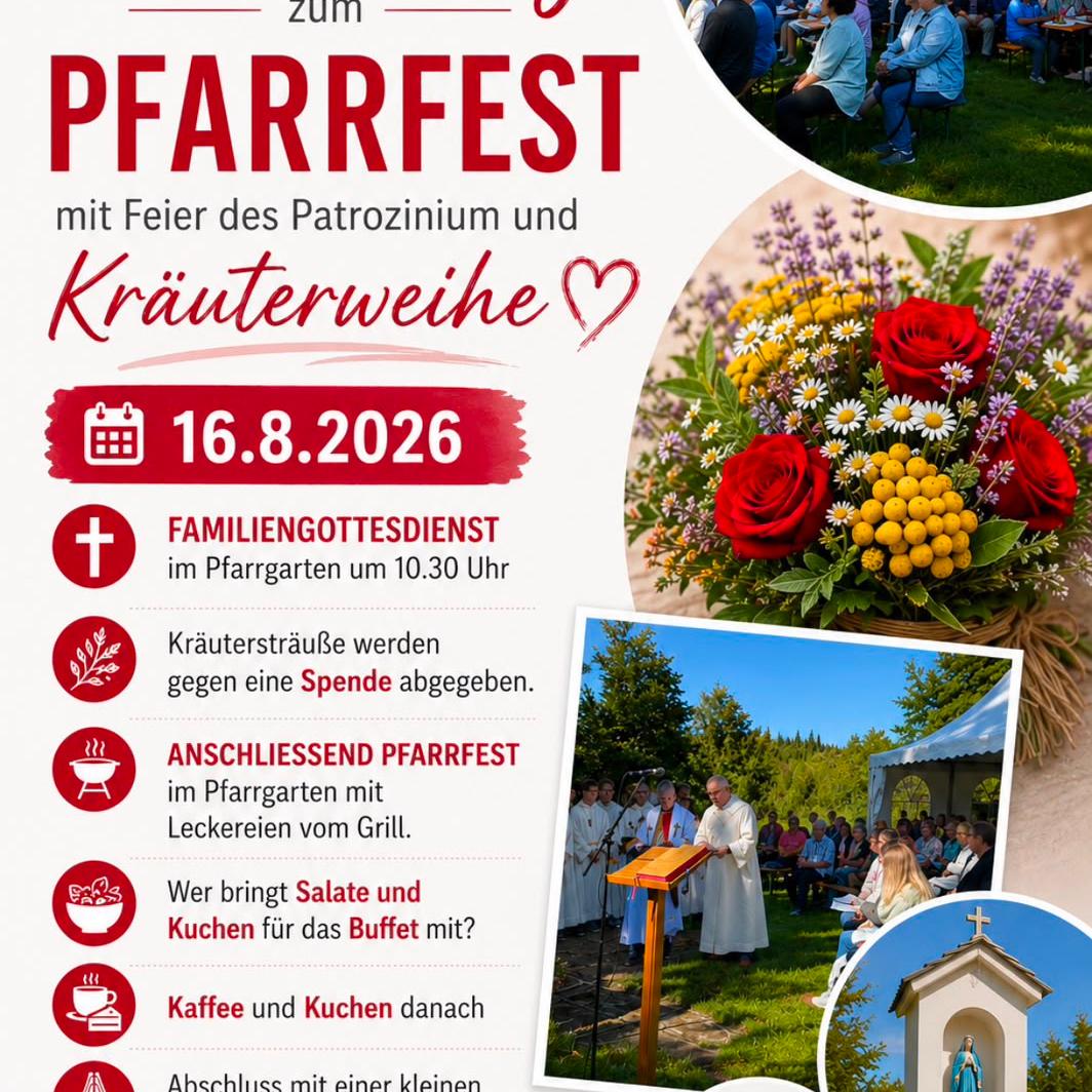 Einladung zum Pfarrfest und Patrozinium in Grebenhain