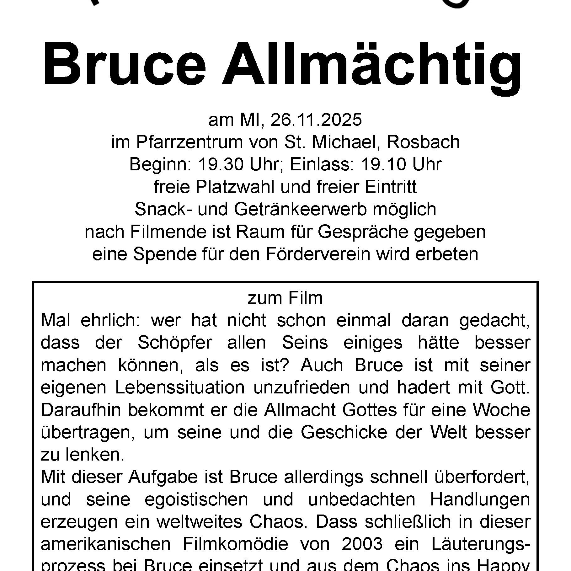 Filmvorführung Bruce allmächtig