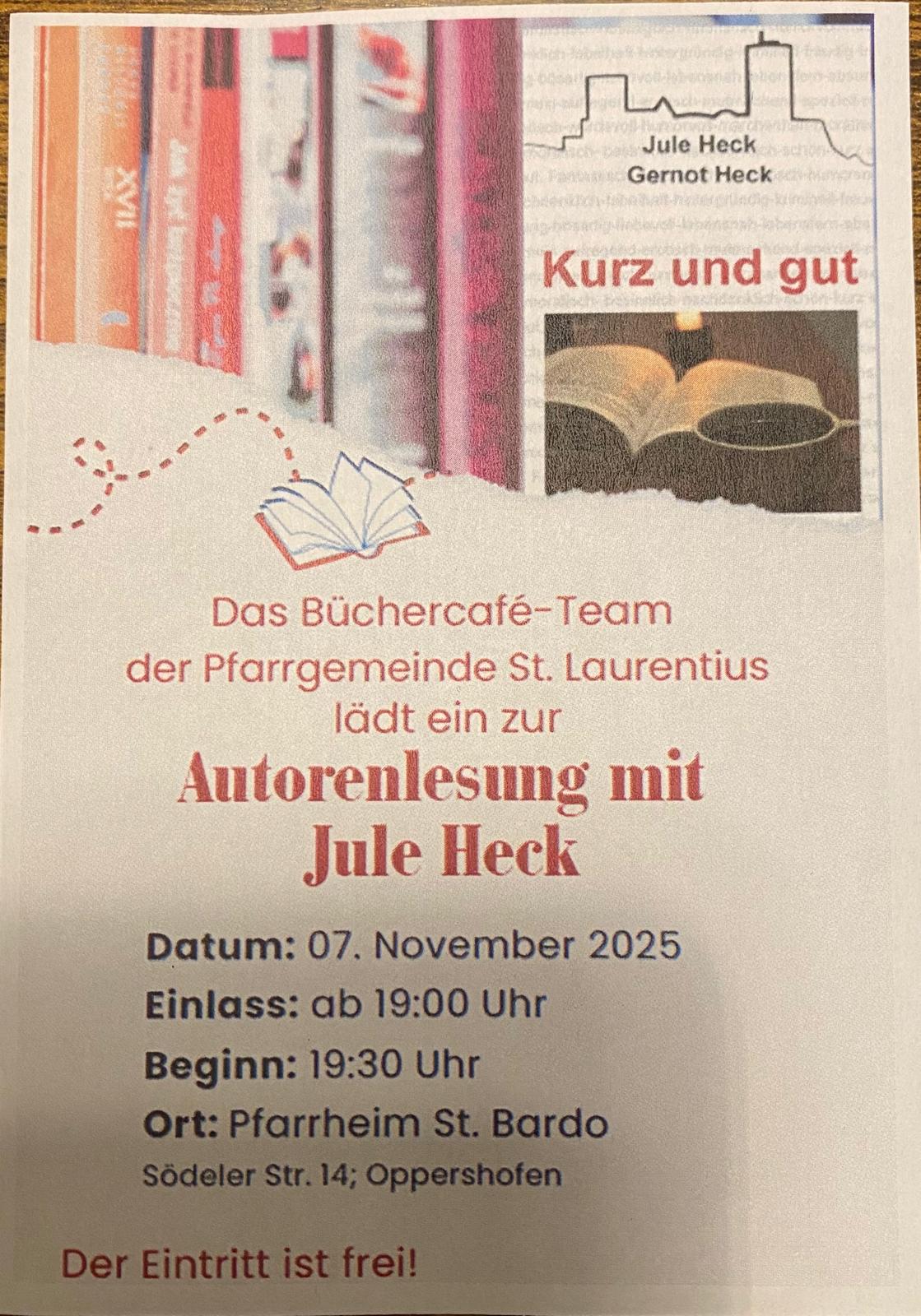 Autorenlesung mit Jule Heck