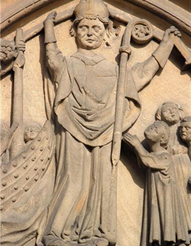 Nikolausdarstellung am Dom zu Worms, Südportal zur Nikolauskapelle