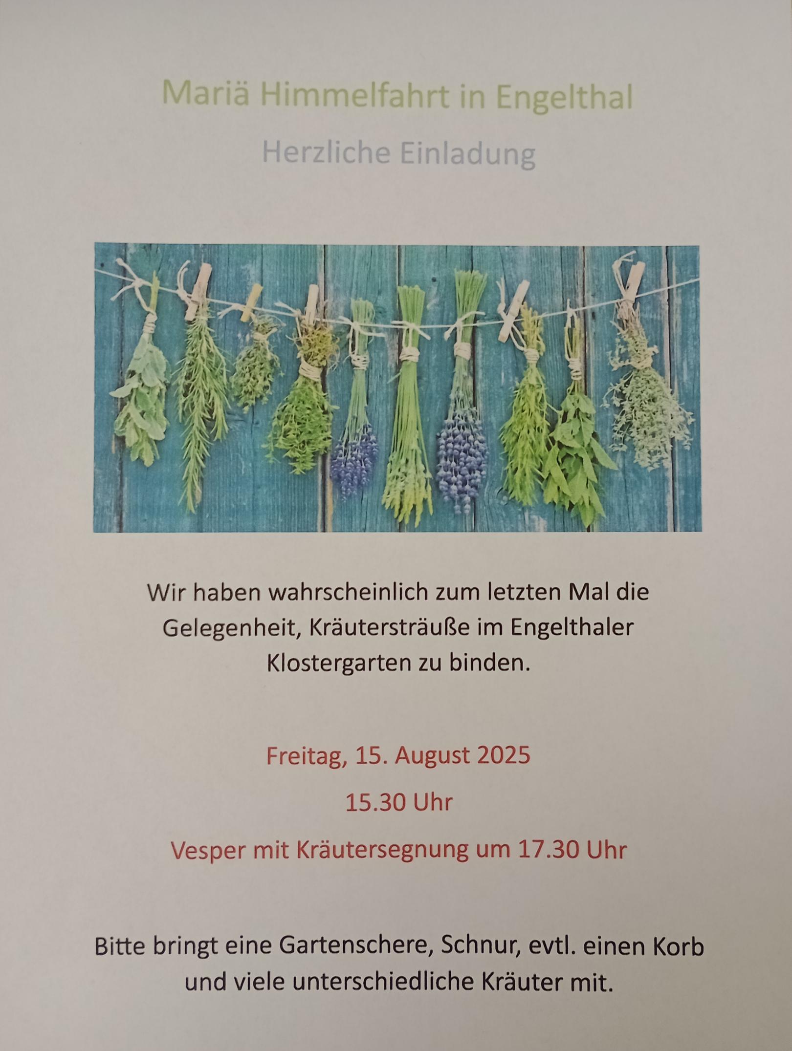 Plakat Mariä Himmelfahrt in Engelthal (c) kfd St. Andreas/Büdingen