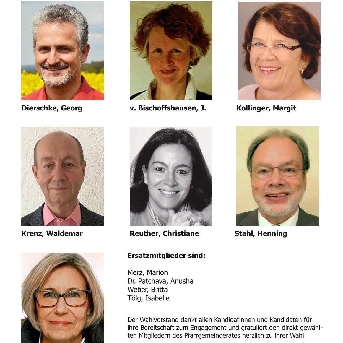 Die direkt gewählten Mitglieder im neuen Pfarrgemeinderat (2019 - 2022) (c) Hedwig Rohde (Wahlvorstand)
