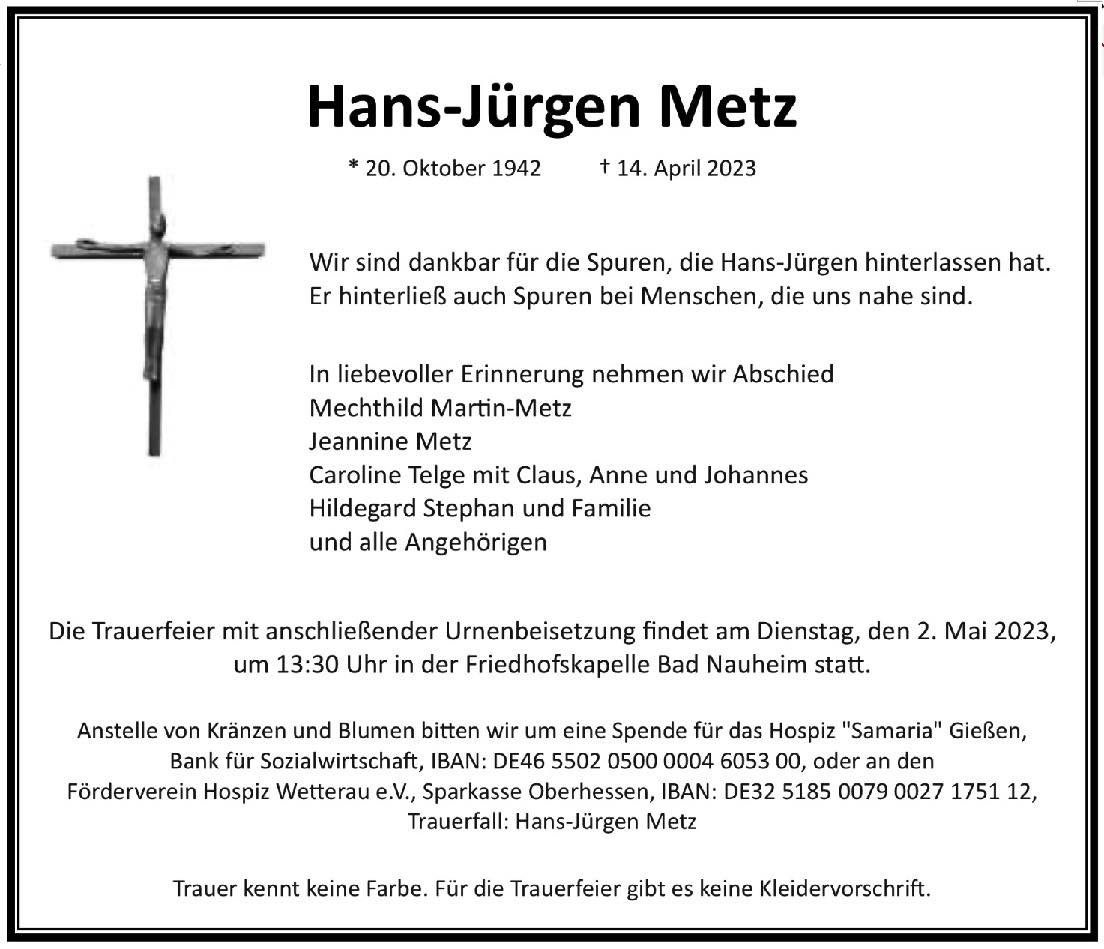 Seine Familie dankt Hans-Jürgen Metz (c) privat