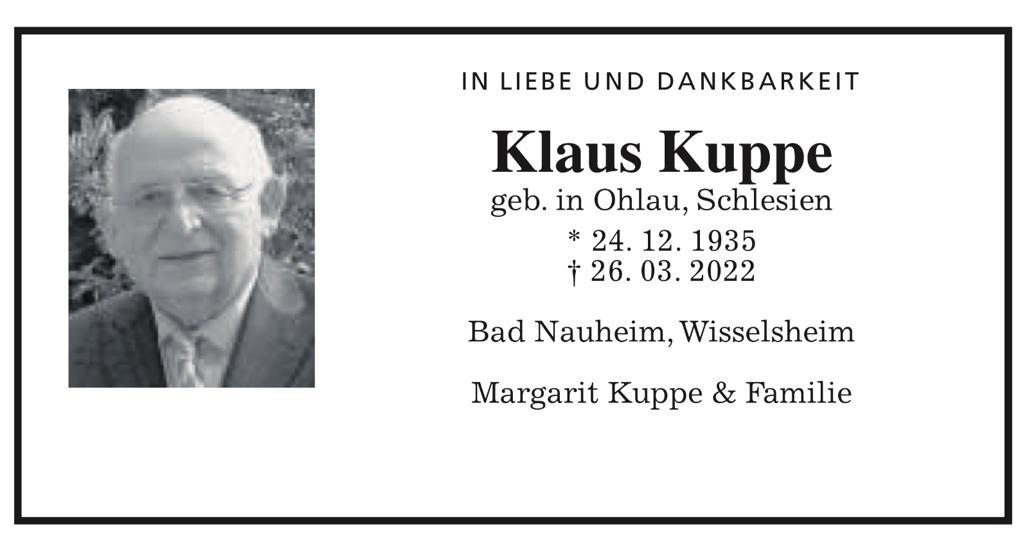 Todesanzeige inder Wetterauer Zeitung (c) Margarit Kuppe