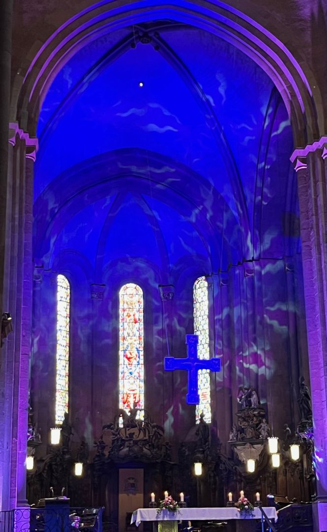 Im Dom St. Martin war blaue Beleuchtung eingeschaltet (c) Stephanie Veith'25