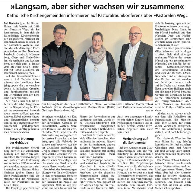 Zeitungsbericht von Christoph Theobald (c) Wetterauer Zeitung