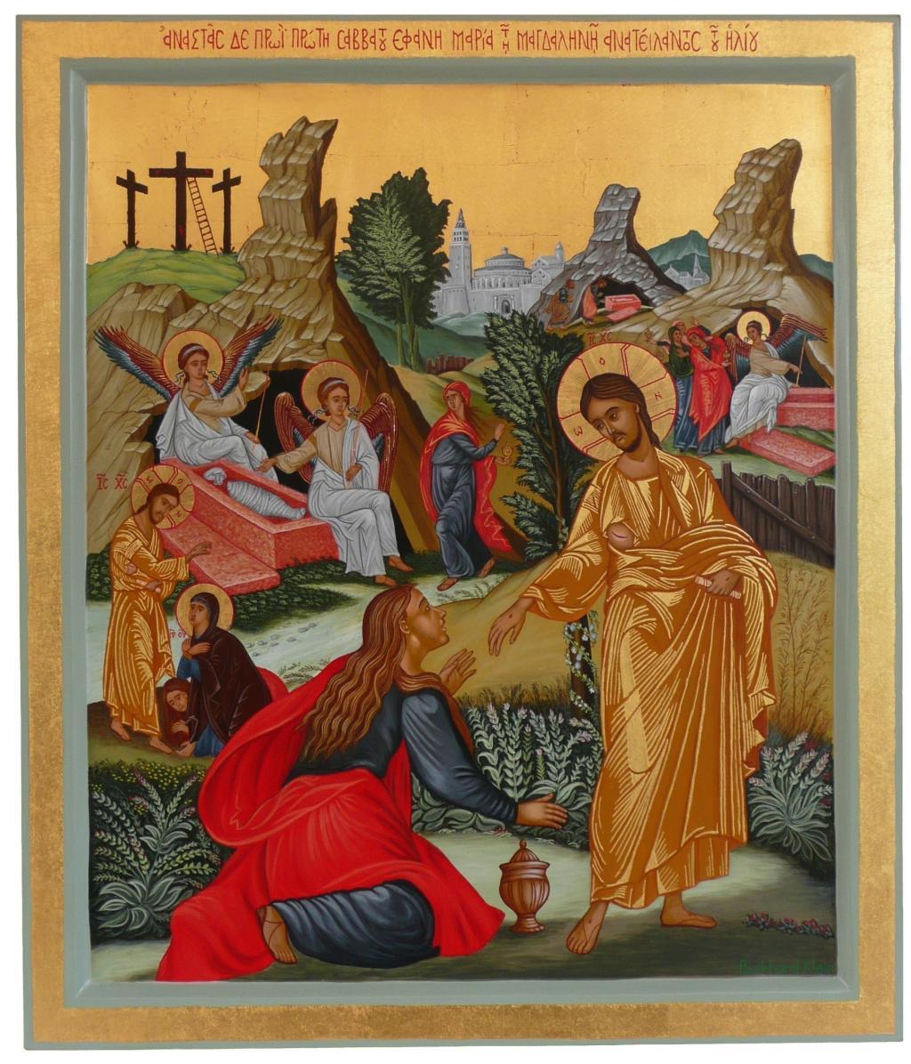 Ikone: Maria aus Magdala begegnet dem auferstandenen Christus (c) Burkhard Klein