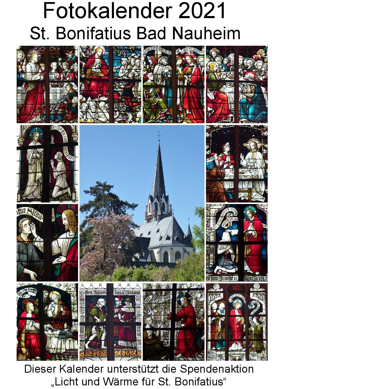 Jahreskalender 2021 mit Fotos der schönsten Kirchenfenster von St. Bonifatius (c) Brigitta Gebauer 2020