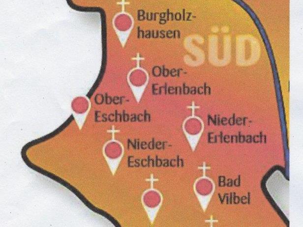 Karte Pfarrei Wetterau Süd