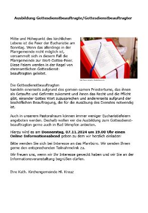 Ausbildung Gottesdienstbeauftragte (c) Kath. Kirchengemeinde Hl. Kreuz