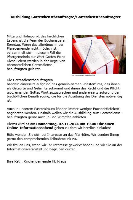 Ausbildung Gottesdienstbeauftragte