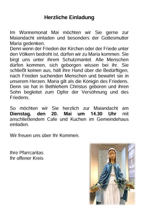 Maiandacht 2025 (c) Kath. Kirchengemeinde Hl. Kreuz