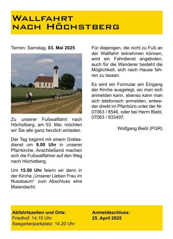 Wallfahrt Höchstberg 2025