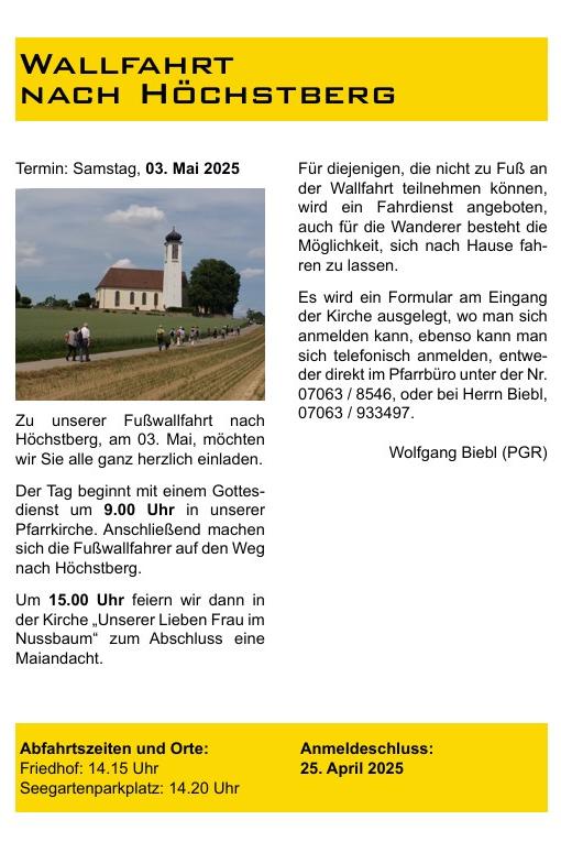 Wallfahrt Höchstberg 2025