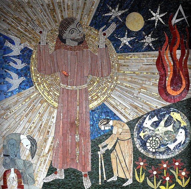 Liebfrauenkirche in Frankfurt: Sonnengesang des hl. Franziskus. Mosaik von Schwester Ludgera (Kloster Reute) 1979 (c) Wikimedia Commons