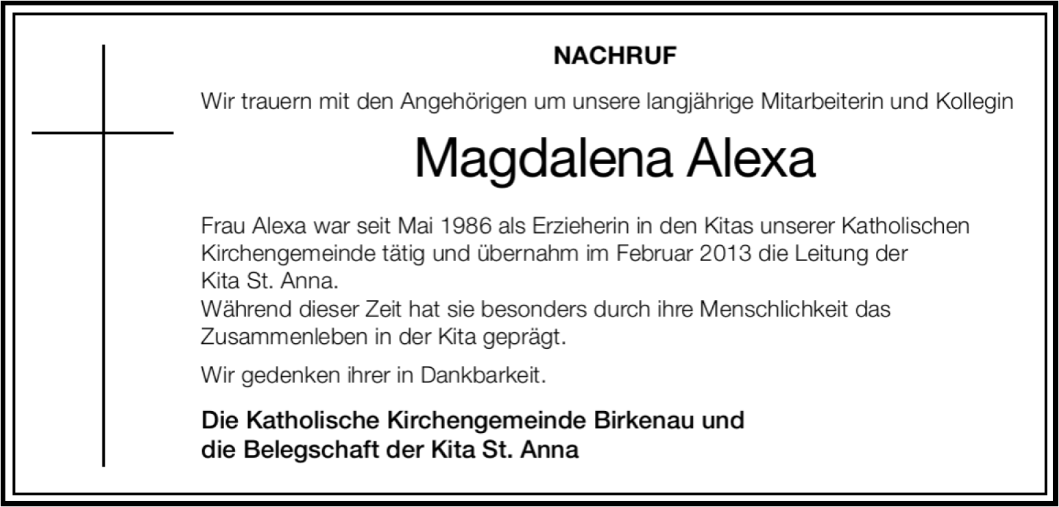2025-04-26 Nachruf Magdalena Alexa (c) VWR Birkenau