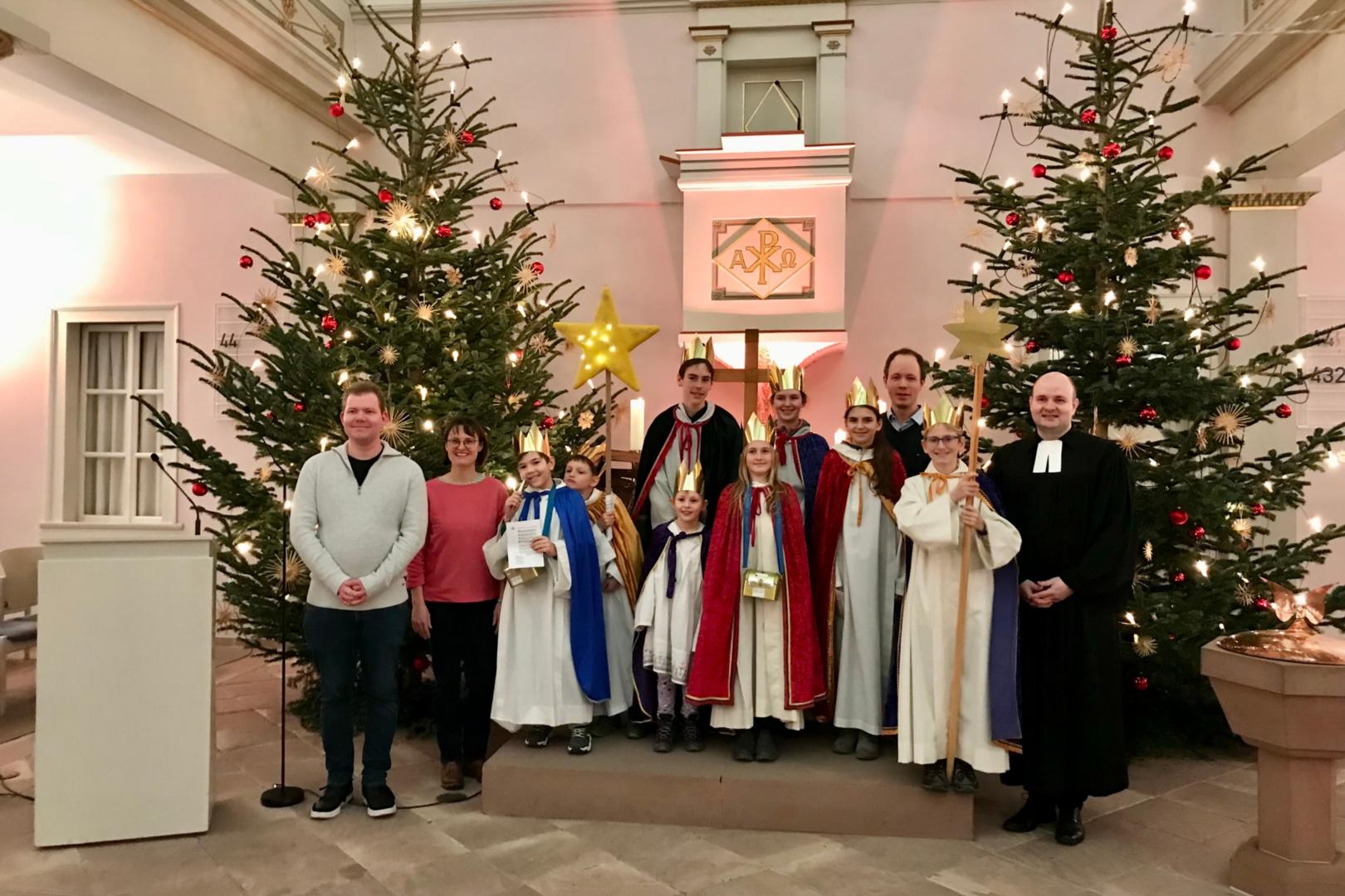 Sternsinger erstmals zu Besuch in der Ev. Kirche Birkenau, 01.02.2024 (c) H. Berg