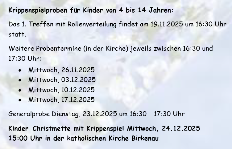 Termine Krippenspiel 2025 (c) KiGo-Team