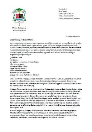 20201111 Bild Brief Bischof Kohlgraf (c) Bistum Mainz